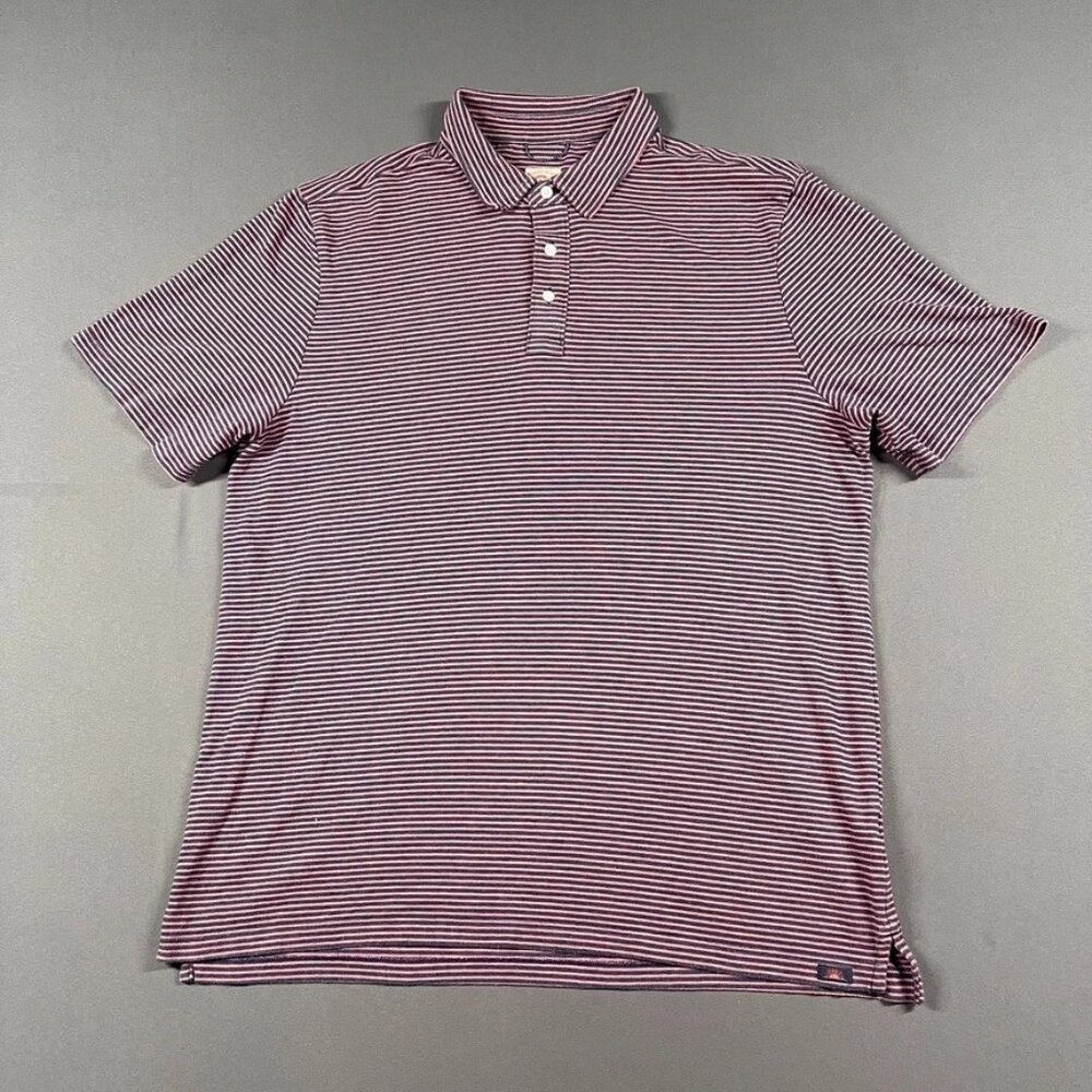 Faherty Shirt Mens Extra Large Polo Pink Striped Stretch Logo Classic Outdoor